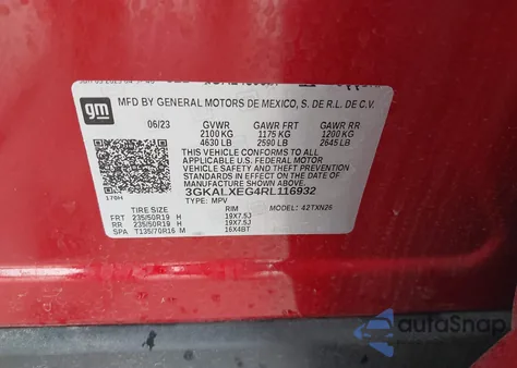 2024 GMC Terrain Awd Denali z USA, uszkodzony, nr VIN 3GKALXEG4RL116932